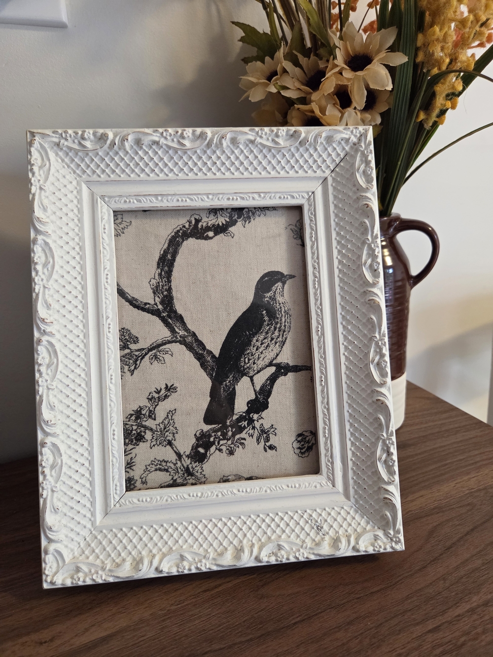 Vintage Picture Frame with Black Bird Art - Home Accents